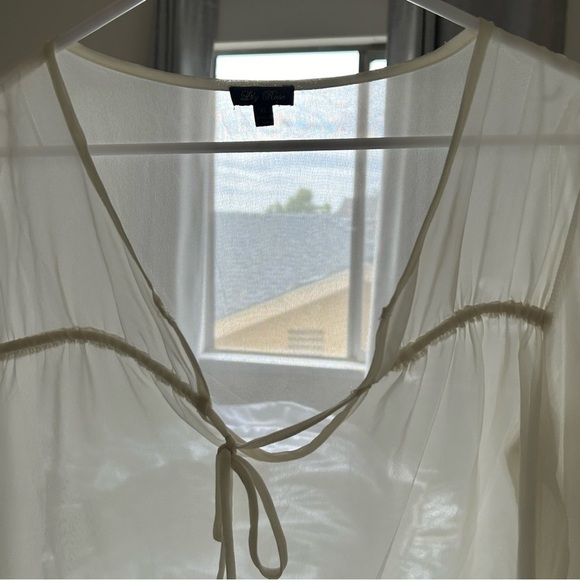 Lily Rose Women’s Sheer Blouse XL Ivory bell Sleeves Peasant Fairy Dainty - Picture 11 of 12